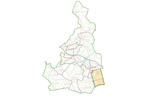 A map of Wokingham Borough with Wokingham Without highlighted