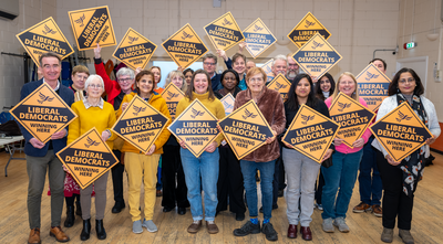 Photo of Cllr. Stephen Conway Leader of Wokingham Borough Council with Liberal Democrat local election candidates