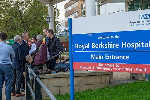 Clive and Ed outside the RBH talking to people