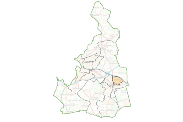 A map of Wokingham Borough with Norreys ward highlighted
