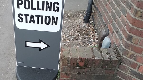 Photo of a Polling Station sign outside a Polling Station