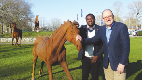 Adrian and Joseph by the Arborfield Green horse statues