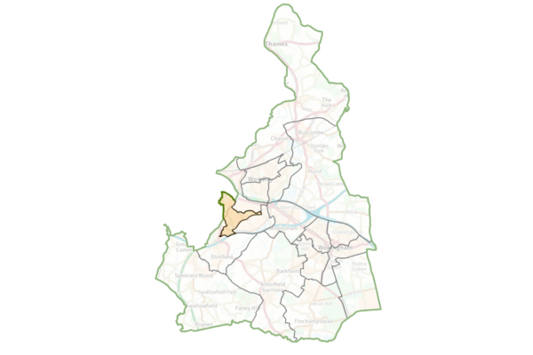 Map of Wokingham Borough with Hillside ward highlighted