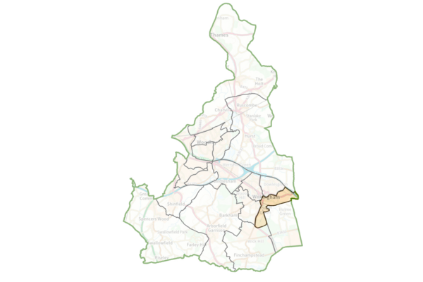 A may of Wokingham Borough with Wescott highlighted