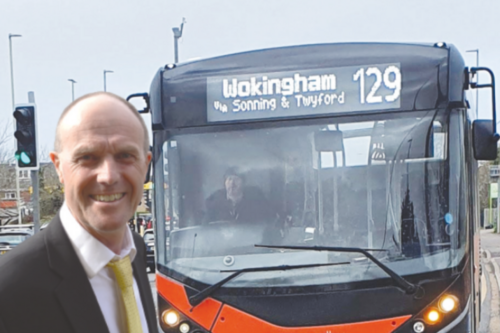 Paul with a number 129 bus