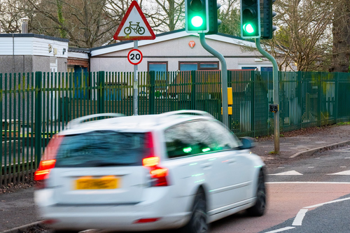 Photo showing a car travelling in a 20mph zone